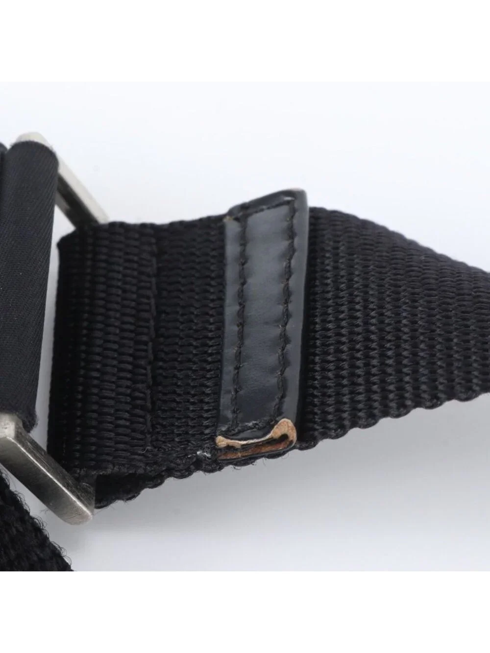 Prada Tessuto Nylon Triangle Logo Leather Shoulder Bag Crossbody Messenger Black
